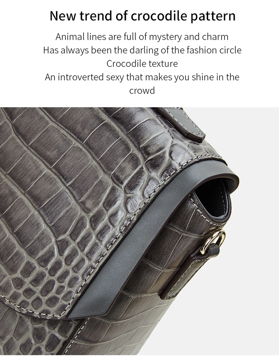 Qiwang маленькая сумка женская сумка на плечо Gneuine крокодиловый узор кожаные сумки через плечо для женщин серая сумка