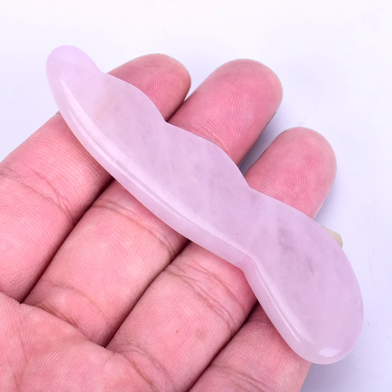 Small Worm Scraper Rose Quartz Chinese Traditional Guasha Jade Board (1)