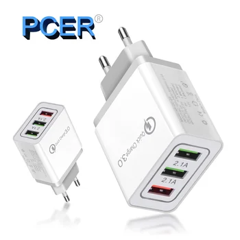 

Phone Charger Quick 3.0 USB adapter for Samsung A50 A30 iPhone 7 8 Huawei P20 Tablet QC 3.0 Fast Wall Charger 48W US EU UK plug
