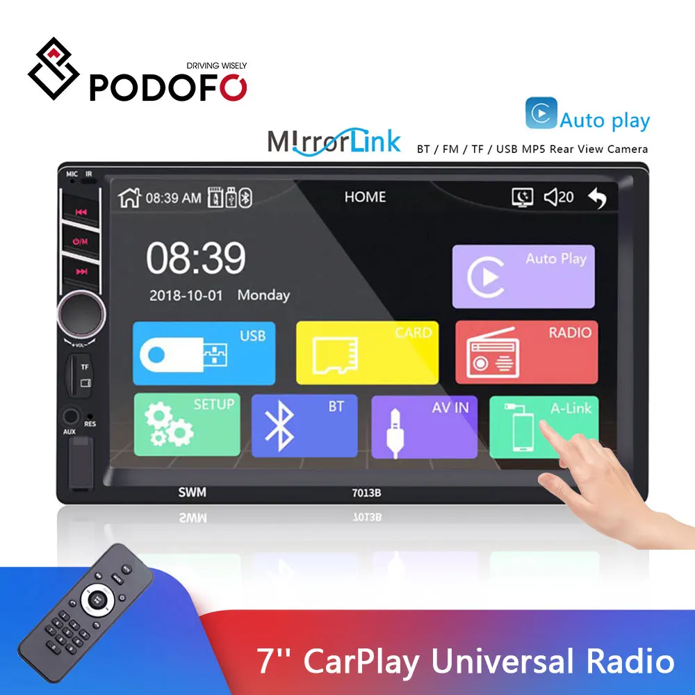 Podofo автомобильный стерео радио 7 &quotCarPlay Универсальный 2din Авторадио