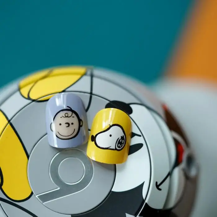 24 шт смог синий мультфильм милые люди поддельные ногти искусственные поддельные ногти DIY маникюрные наклейки с клеем короткий ноготь нажмите на