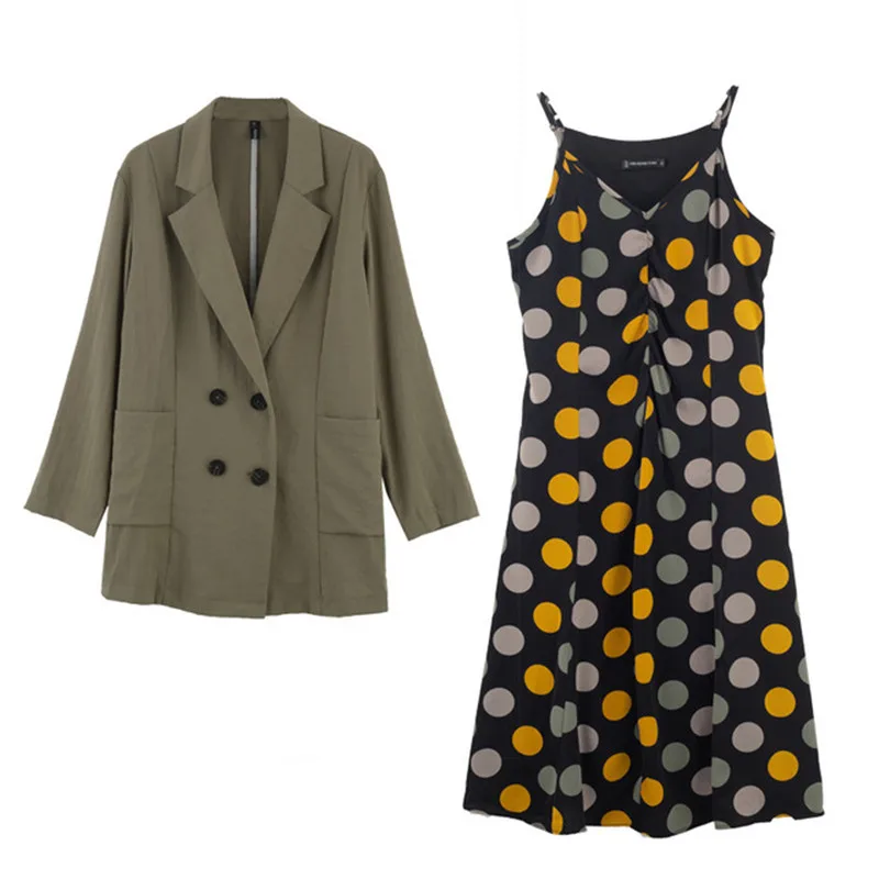 

Women suits Spring Autumn Plus size 4XL Sets Female 2019 New Suit Jacket & Suspender Dress Two-Piece Suit Casual Fashion Sets