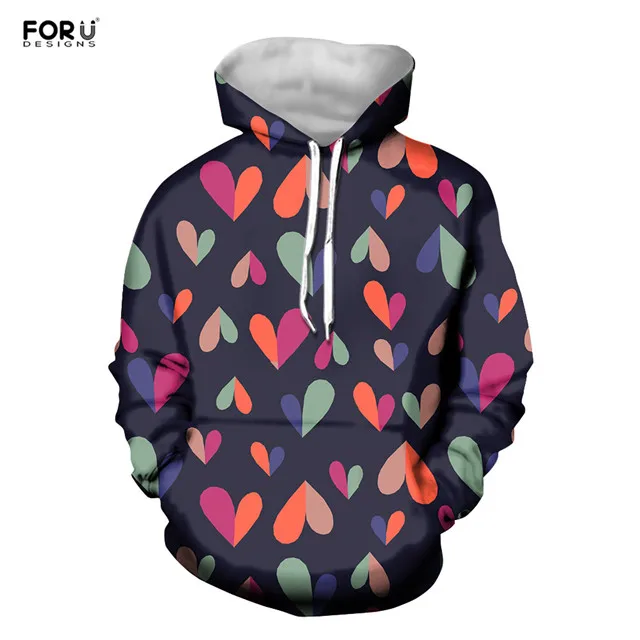 FORUDESIGNS с принтом в виде сердца, женские толстовки, повседневная осенне-зимняя одежда для девочек, высококачественные пуловеры, свитшоты, спортивный костюм - Цвет: HMC2884Z72W