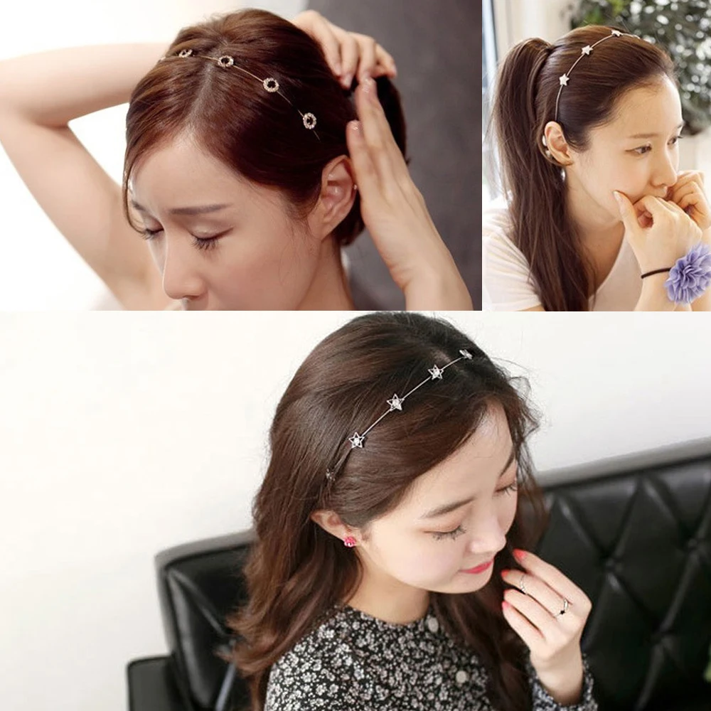 Fashion INS Colorful Rhinestone Hairband Leaf Hair Hoop Headband Women Girls Hair Band Elegant Jewelry Hair Accessories