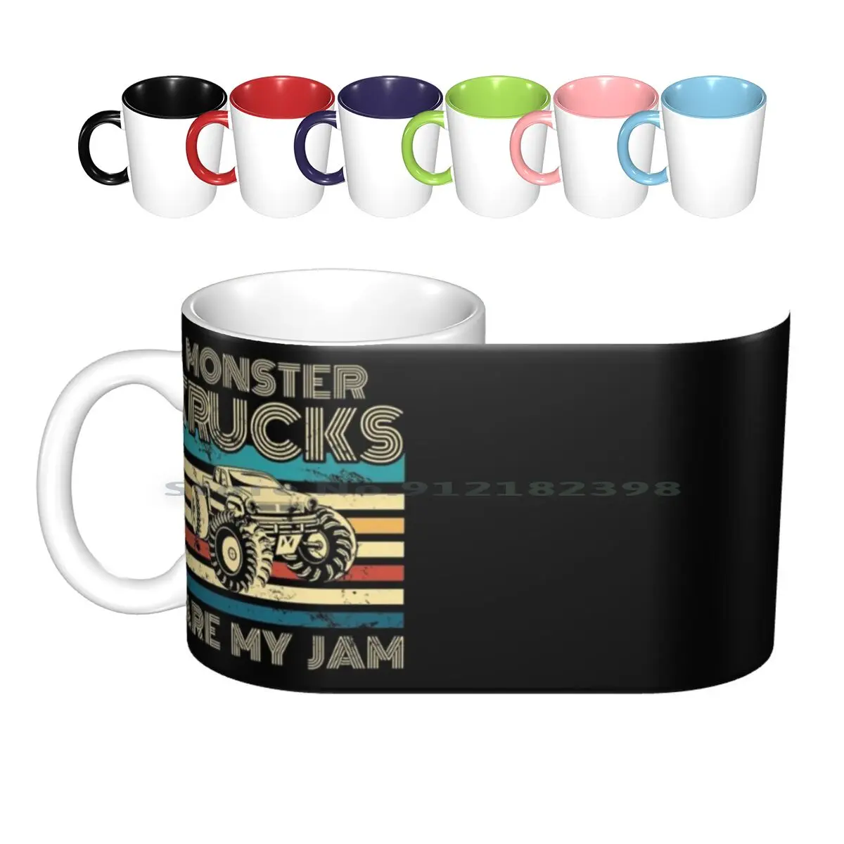 Retro Vintage Monster Trucks Are My Jam Drive Ruota Posteriore Car Driver Race Ride On Car Vehicle Travel Garage Racing Ceramic Mugs