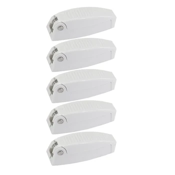 

5 White RV Campers Motorhome Rounded Baggage Door Catch Compartment Clips Latch Latches