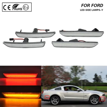 

For Ford Mustang 2010-2014 LED Side Marker Light Fender Marker Lamp Clear Front+Rear Amber/Red light US version 4PCS