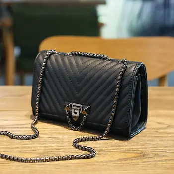 

Girls Small Hand Bag 2020 Black New Chains Messenger Handbag for Women Casual Wild Shoulder Bag Lock Tide Diagonal Female Purse