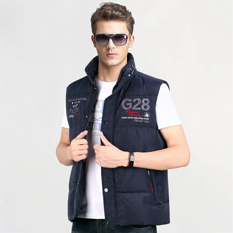 

Bruce&Shark Down Feather Vest Men 80%Duck Feather Best Quality best Embroidery Men BLouse Winter Men Feather Size M TO 3XL 5255
