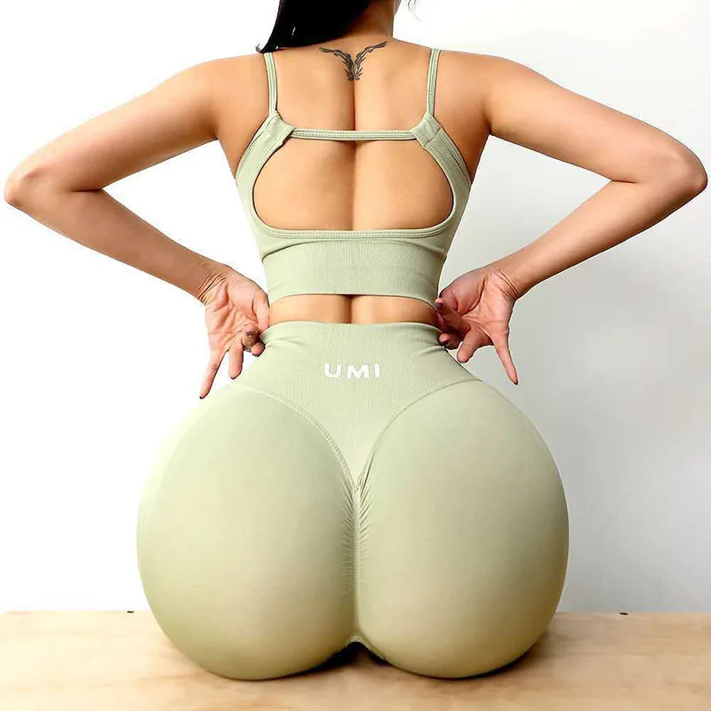 Seamless Yoga Set Gym Women Running Workout Clothing 2 Piece Sportswear