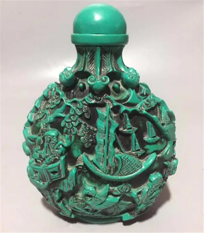 Copper Statue Chinese Turquoise Sculptured Flower Bird Fish Tree Snuff Bottle Smoker Gift Home Decoration | Дом и сад