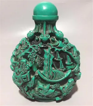 

Copper Statue Chinese Turquoise Sculptured Flower Bird Fish Tree Snuff Bottle Smoker Gift Home Decoration