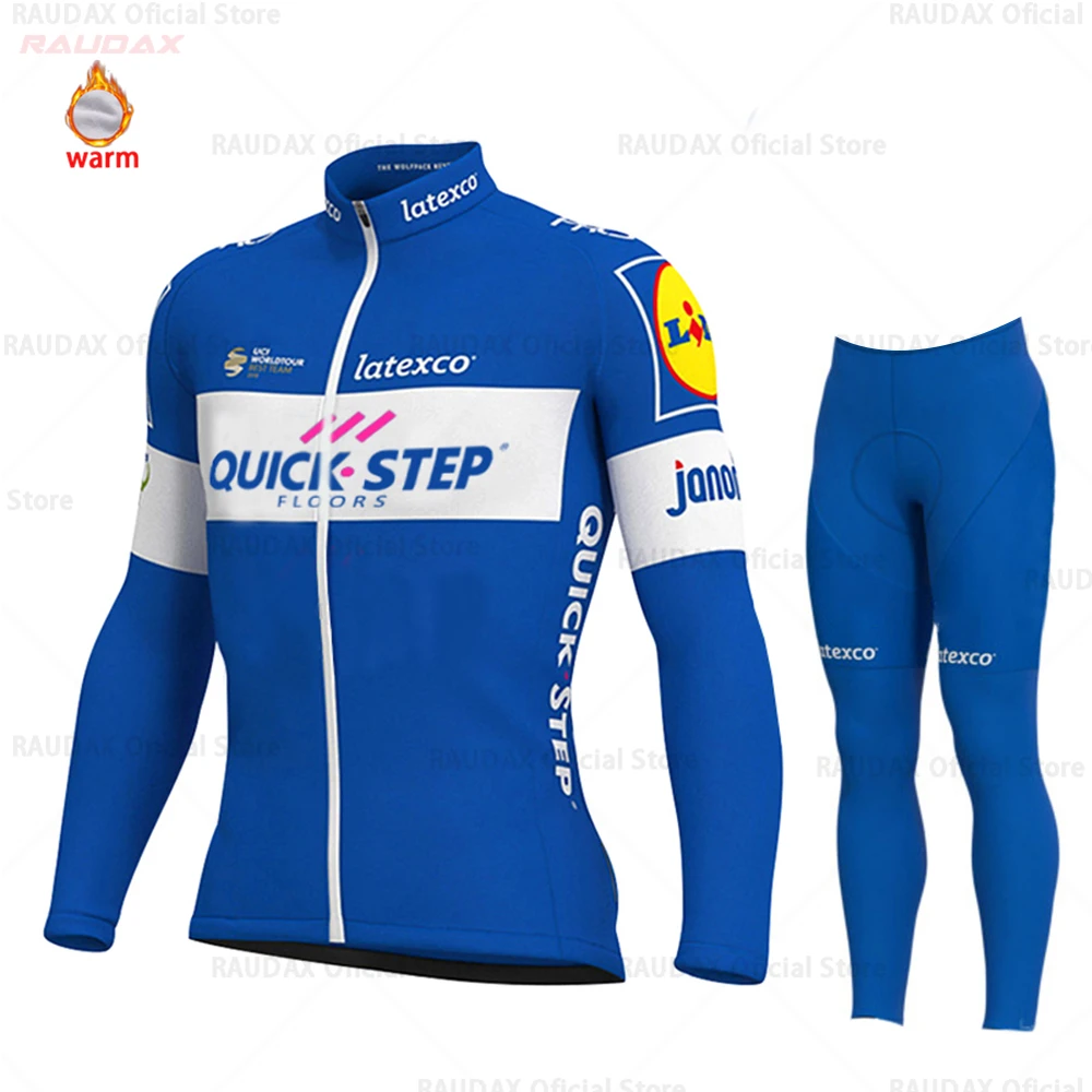 QUICK STEP Pro Team велосипедная Джерси, Зимняя Теплая Флисовая велосипедная одежда, набор велосипедных комбинезонов и штанов, MTB Ropa Ciclismo Maillot одежда - Цвет: Normal cycling set