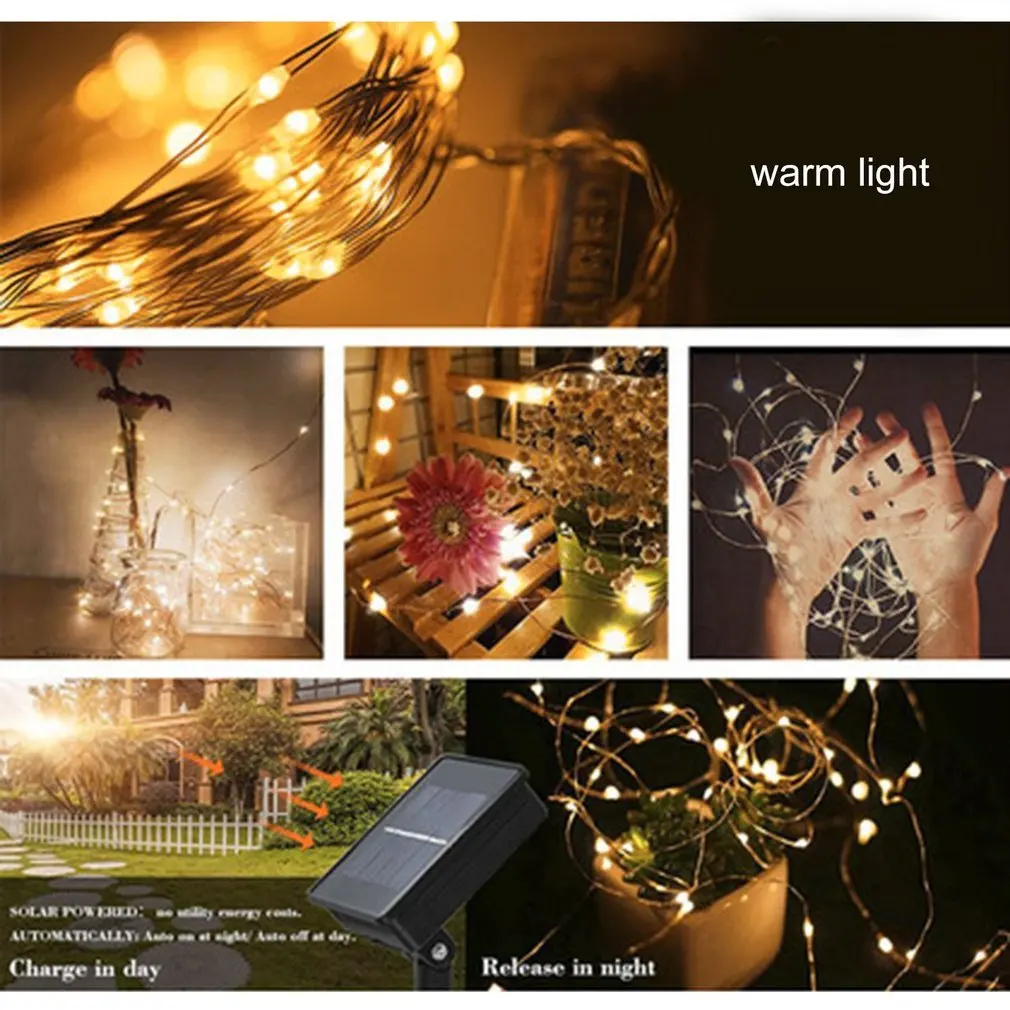 ICOCO Solar Fairy String Lights Copper Wire 100 LED Outdoor Lamp Waterproof Light For Garden Wedding Home Holiday Party Decor