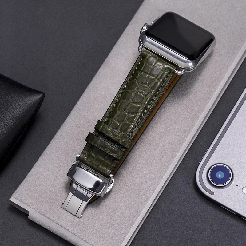 Round Grain Crocodile Watch Band Suitable for Apple Watch Bracelet    iwatch Series 5 4 3 2 Leather Strap 38mm 40mm 42mm 44mm Round Grain Crocodile Watch Band Suitable for Apple Watch Bracelet    iwatch Series 5 4 3 2 Leather Strap 38mm 40mm 42mm 44mm