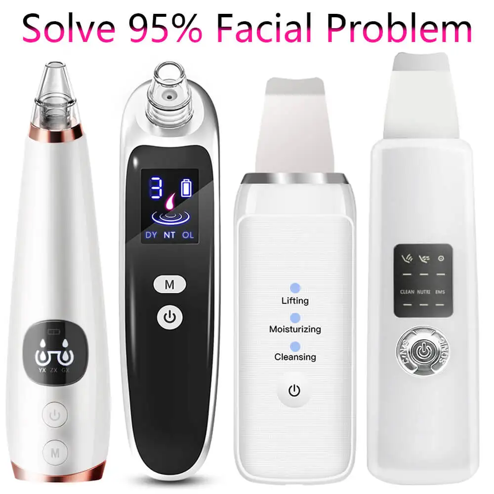 

Blackhead Acne Remover Vacuum Suction Cleaner Pore Nose Lift Extractor Facial Wrinkle spots Spatula Ultrasonic Skin Scrubber Set