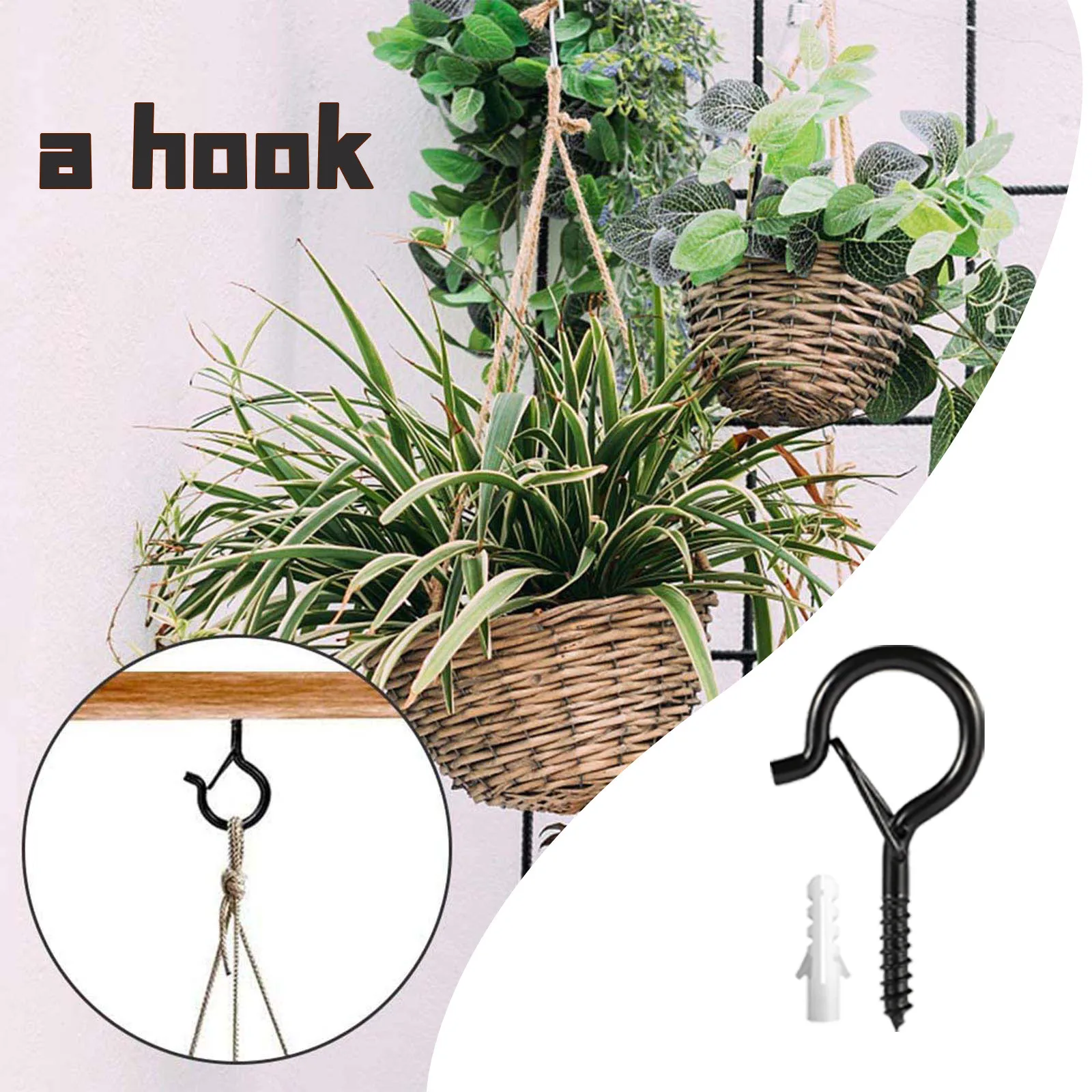 Q hanger Hook Wall Mount Hanger Screw Hook String Lights Hanger Hooks With Safety Buckle Design