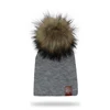 Winter Kids Boy Girl Leather Labled Knitted Artificial Raccoon Pompom Hat Crochet Children's Caps Baby Beanie Hats Bonnet ► Photo 2/6