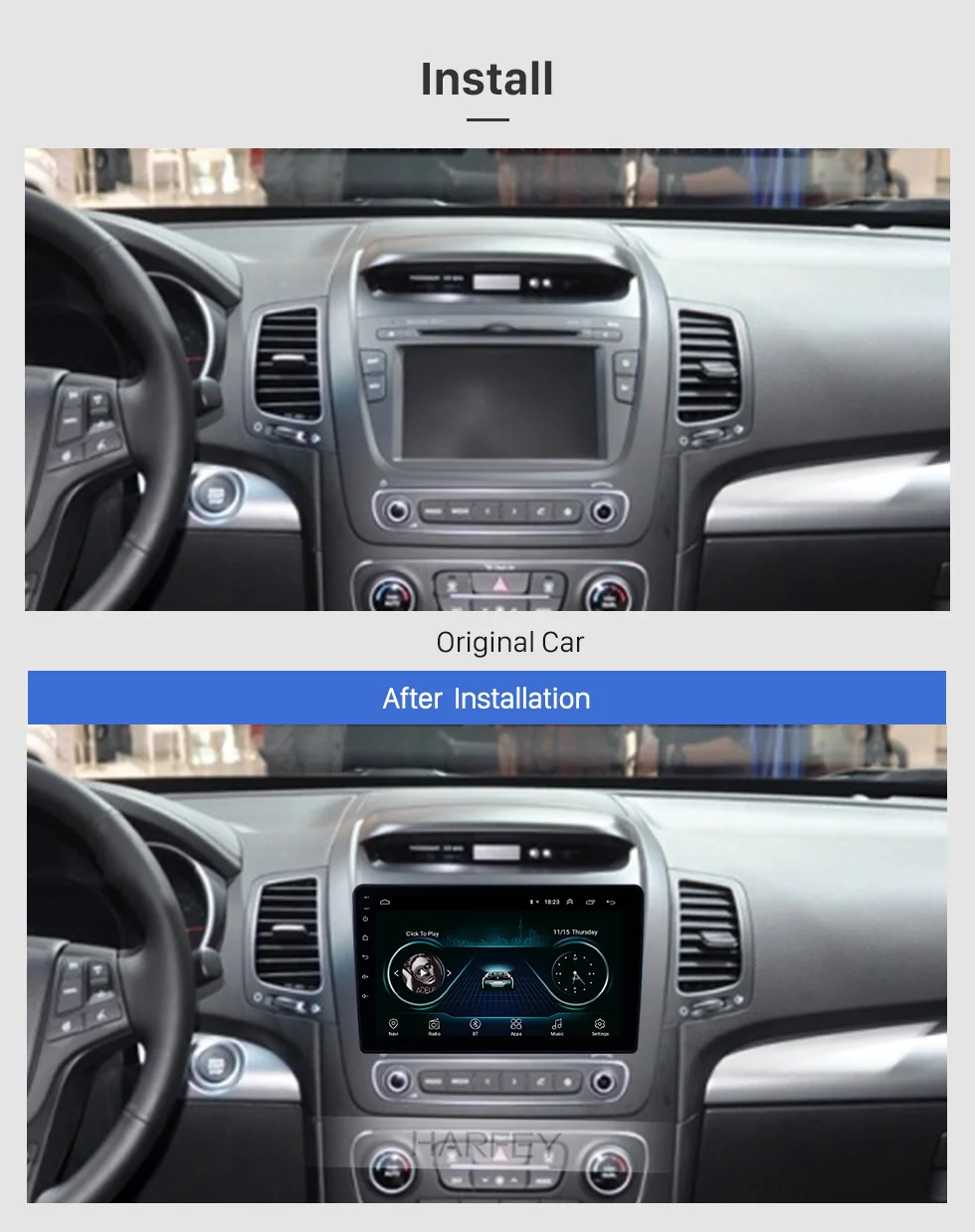 Perfect Harfey GPS Navigation Car Radio HD Touchscreen 9 inch Bluetooth for Hyundai Sorento 2013-2014 Android 8.1 support SWC Carplay 13