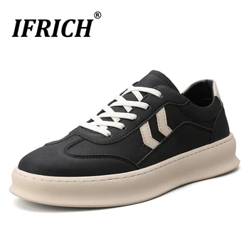 

Autumn Young Casual Men Footwear Thick Soled Walking Shoes For Men Comfortable Leather Shoes Men Beige Black Casual Adult Shoes