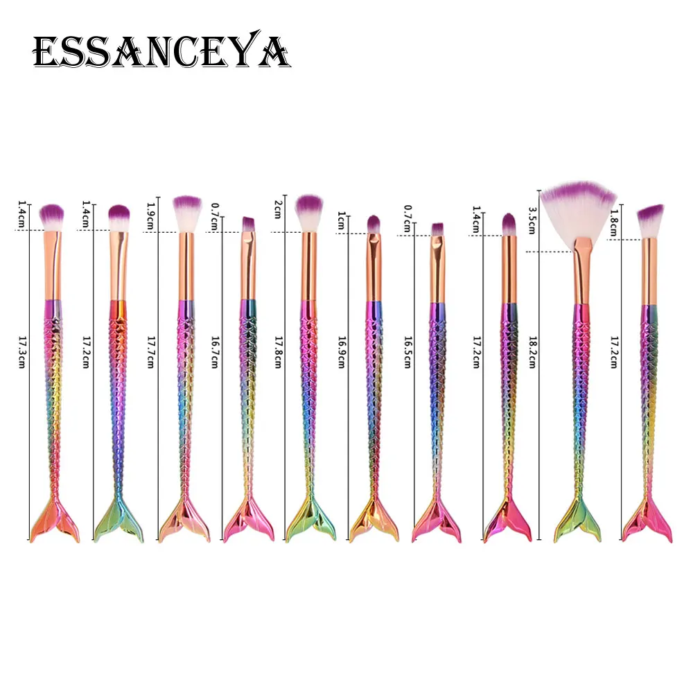 ESSANCEYA Русалка профессиональная оболочка кисти для макияжа основа для макияжа веер косметическая пудра многофункциональные тени для век Инструменты для бровей