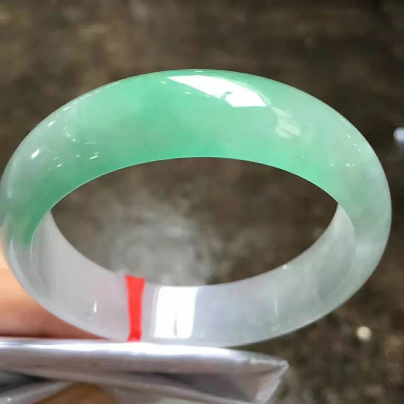 Myanmar Jadeite ice прозрачный идеальный широкий вариант браслета(включая сертификат