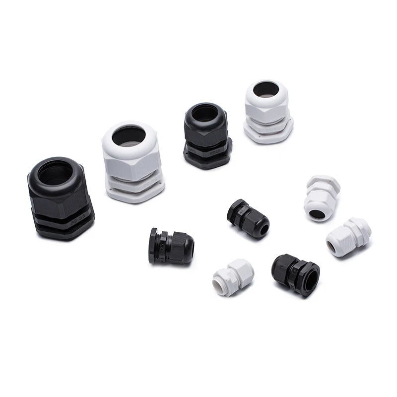 Waterproof Cable Gland 10pcs Cable entry IP68 PG7 for 3-6.5mm PG9 PG11 PG13.5 PG16 PG19/21/ White Black Nylon Plastic Connector images - 6