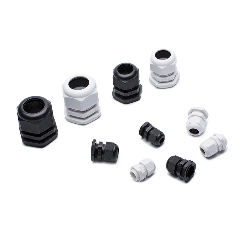 Waterproof Cable Gland Cable entry IP68 PG7 for 3-6.5mm PG9 PG11 PG13.5 PG16 PG19/21/ White Black Nylon Plastic Connector 10pcs