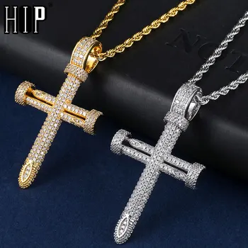 

Hip Hop Gold Silver Color Bling CZ AAA+ Cross Iced Out Cubic Zirconia Necklaces & Pendants For Men Charm Jewelry