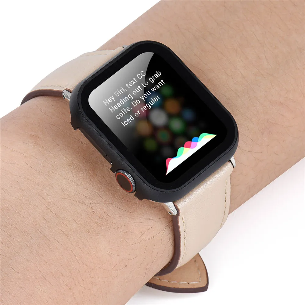 Экран Защитная металлическая крышка для Apple Watch серии 5 4 3 2 Полный Чехол бампер для наручных часов iWatch, 40/44/38 мм/42 мм с 3D закаленное Стекло пленка