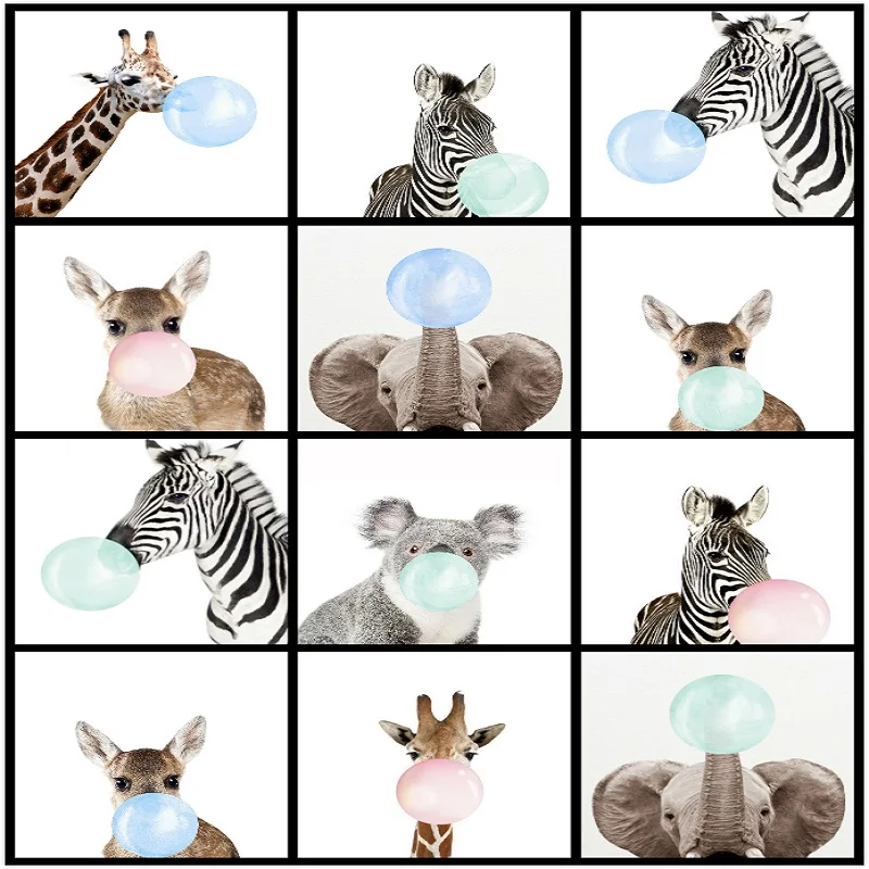 5D DIY Diamond Painting Animal Blow Bubbles Giraffe Zebra Round Embroidery Cross Embroidered Mosaic Paint | Дом и сад