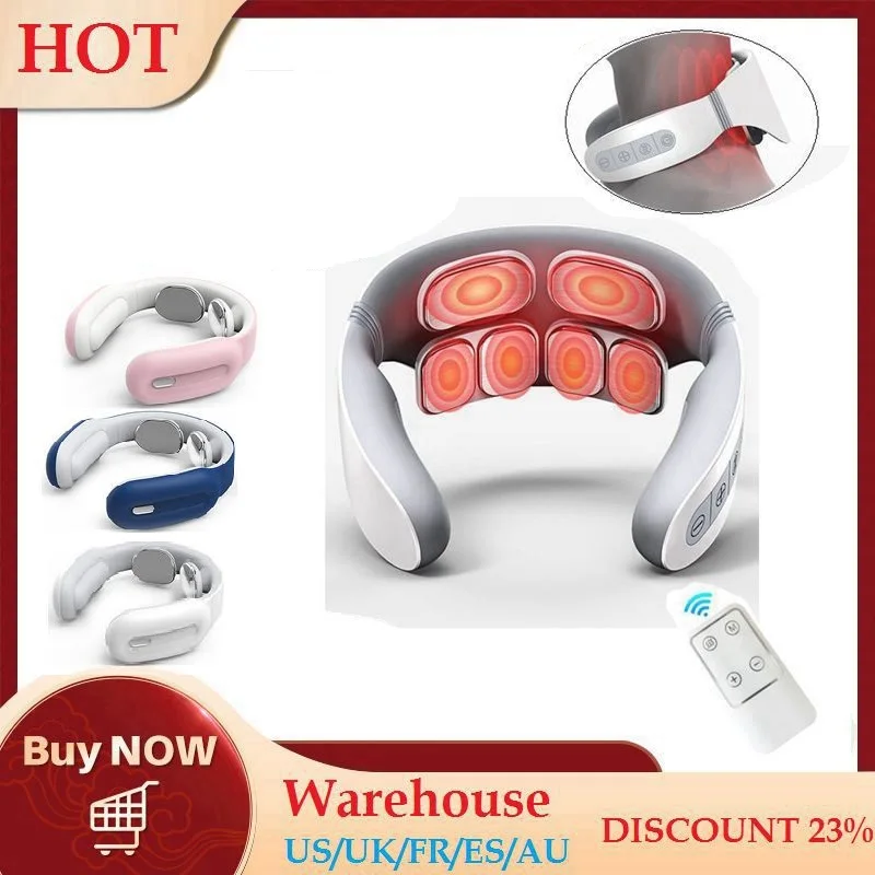 Smart 6D Pulse Heated Electric Cervical Massager Remote Control Six-Head Electric Pulse Pain Relief Shoulder Massager