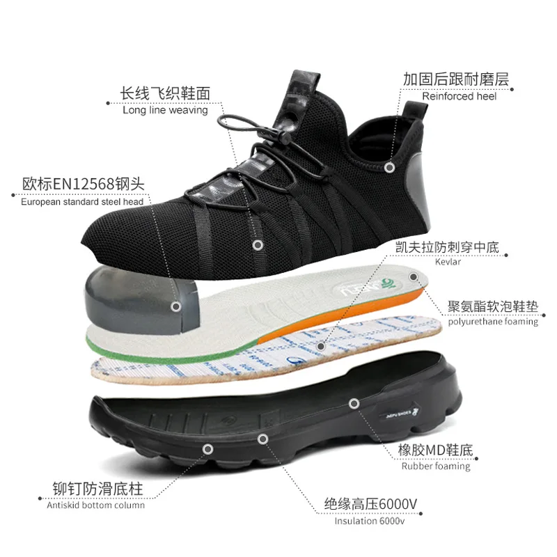 XIZOU 2020 Safety Boot Air Mesh Men's Safety Shoes Steel Toe Boots Men Puncture-Proof Work Sneakers indestructible shoes