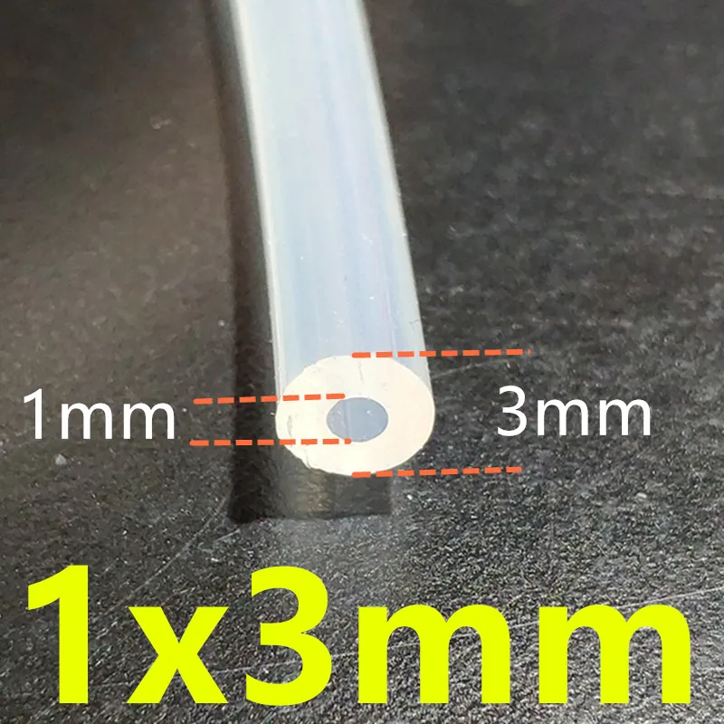 1 Meter Food Grade Transparent Silicone Tubing - 0.5mm to 12mm Diameter Range