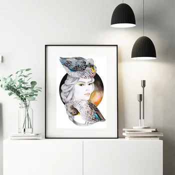

Duck Lady poster Canvas Art Print Wall Pictures for Living Room No Frame