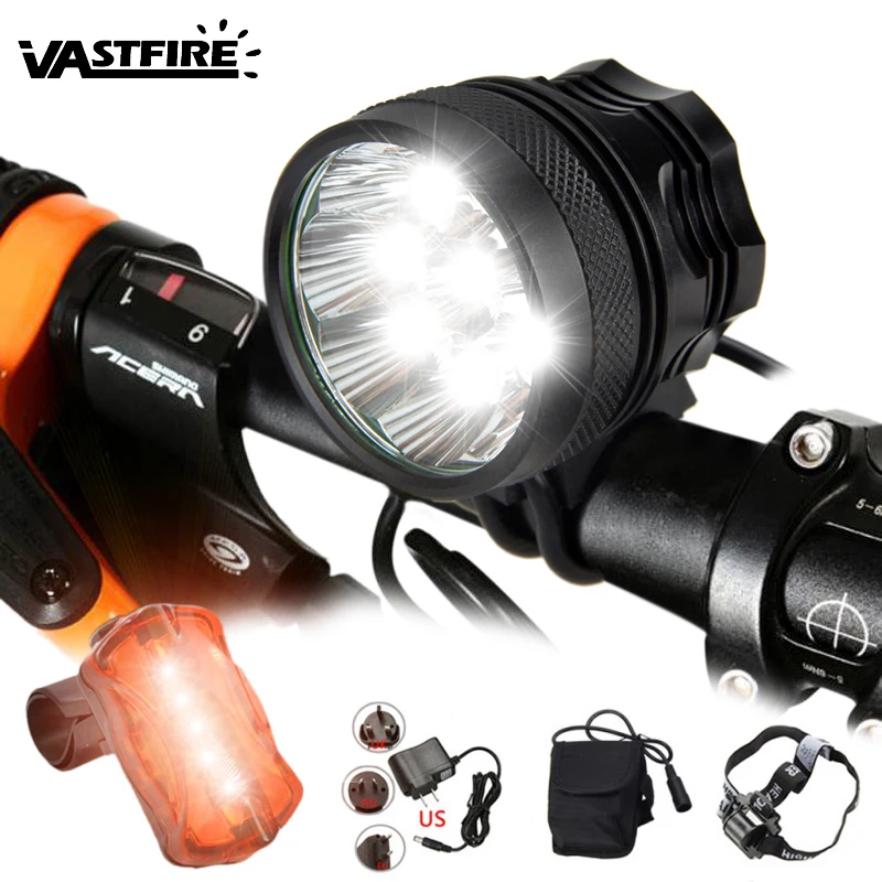 Excellent Front Bike Light 15000Lm 9xT6 LED Bike Headlamp MTB Safety Cycling Lamp Torch + Front Rear Taillight+6x18650 Battery Pack 0