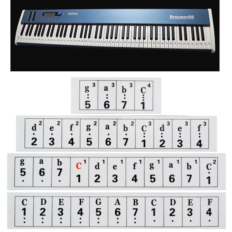 Не оставляет следов учитесь играть наклейка s 61/88Key прозрачная, в форме рояля метки фортепианная наклейка