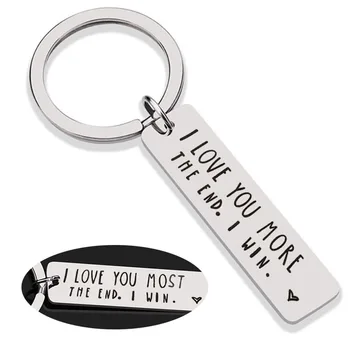 

Hot Sale Couple Letter Key Chains I LOVE YOU MORE THE END I WIN Fashion Stainless Steel Key Rings Polish Charm Key Accessories