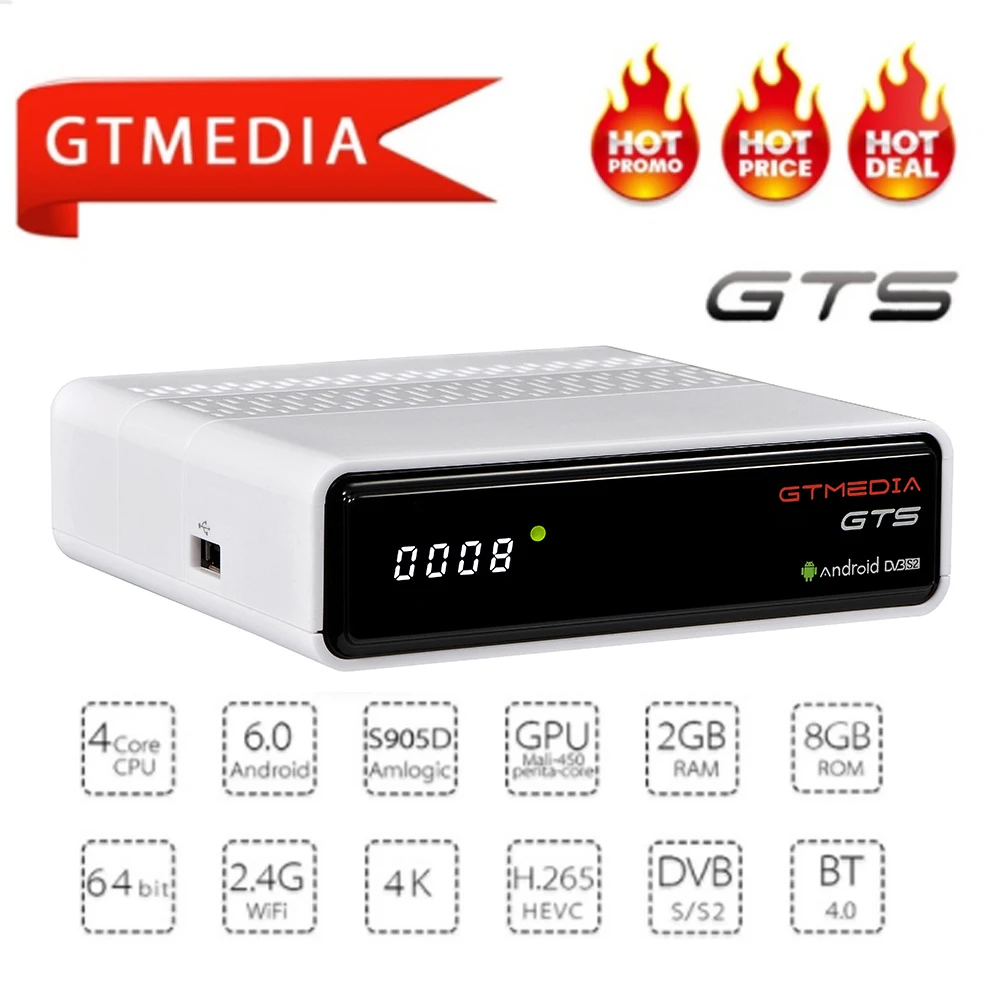 ТВ приставка GTMEDIA GTS PRO S905D Android 6 0 2 + 8 ГБ 4K 3D H.265 Wi Fi|ТВ-приставки и медиаплееры| |