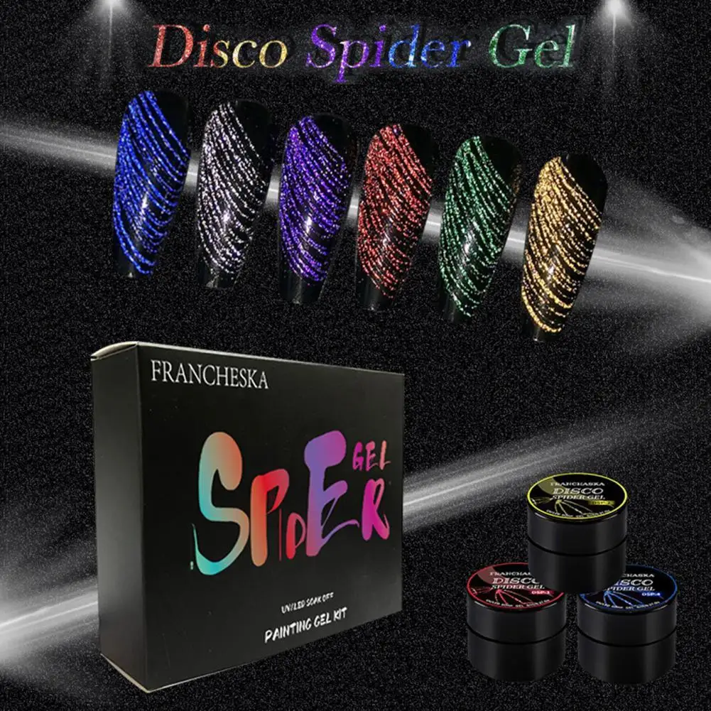 6Pcs/Set 8ml Nail Spider Gel Soak Off Quick Dry Portable Varnish Drawing 3D Manicure Disco Beauty Art | Красота и здоровье