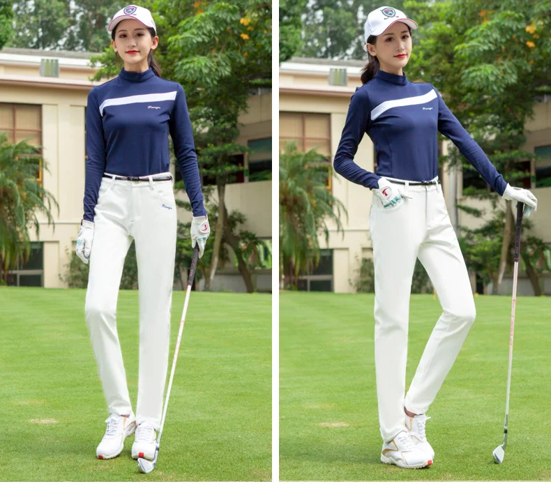 Golf Pants Women's Trousers Autumn Winter Thicken Pants High-elastic Keep Warm Slim Pants Ladies Fleece Sport Wear Long Trousers