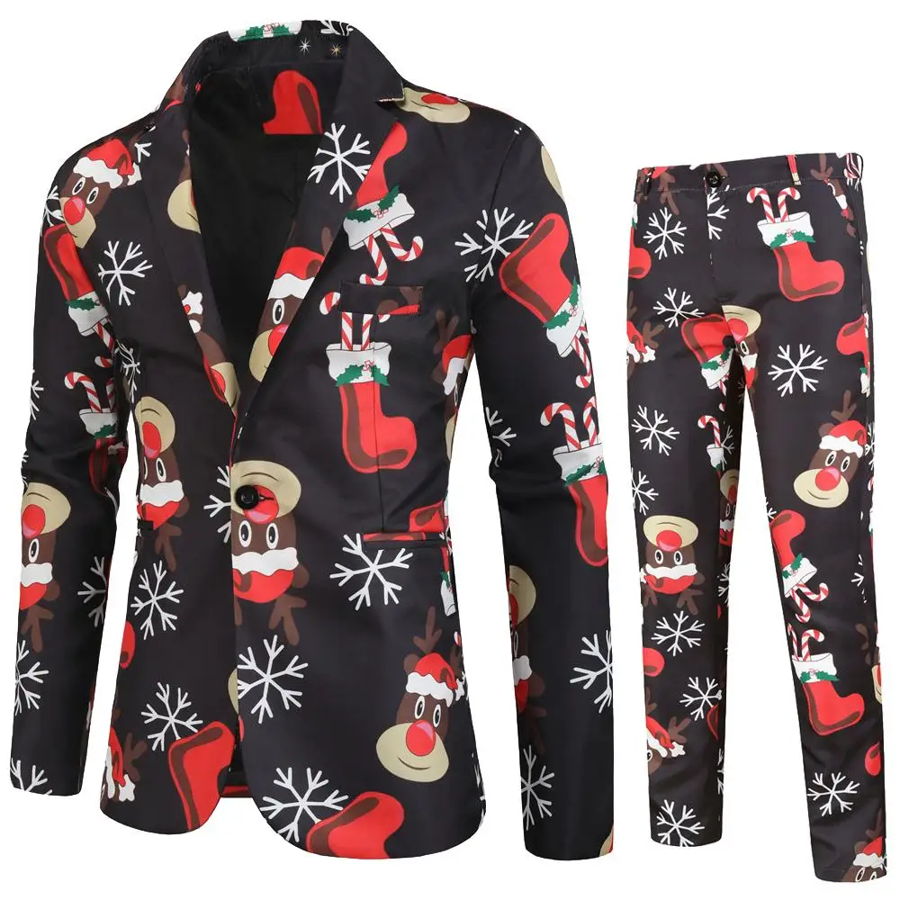 

Nuevo de tendencia para hombre de talla grande 3XL patrÃ³n Floral de Navidad ajustado Fit trajes para hombre, con pantalon