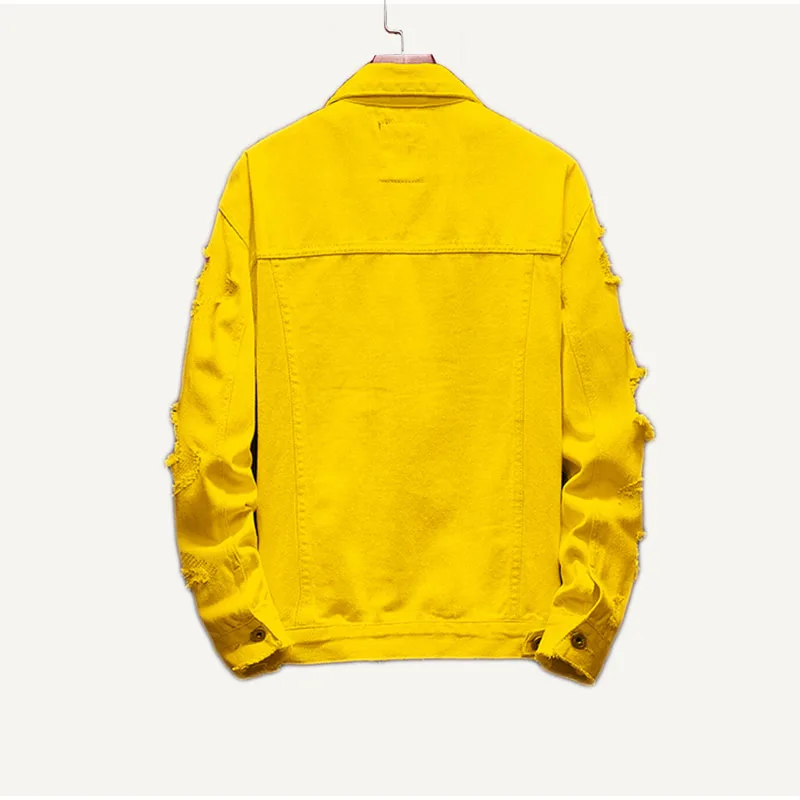 low cost  Plus Size Loose Ripped Yellow Denim Jackets 3XL Autumn Women Jean Coat Boyfriend Baggy Outwear Basi