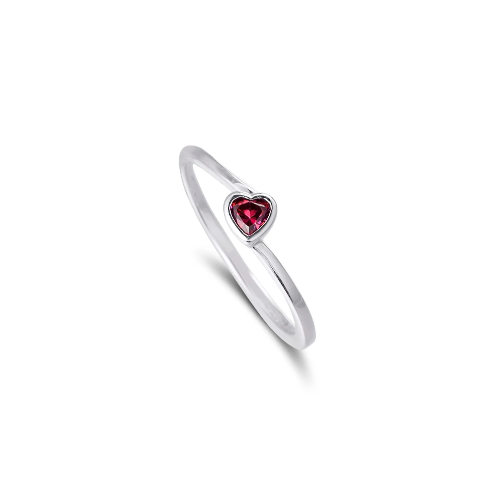 

CKK Red Tilted Heart Ring Women Anel Feminino 100% 925 Jewelry Sterling Silver Anillos Mujer Wedding Engagement