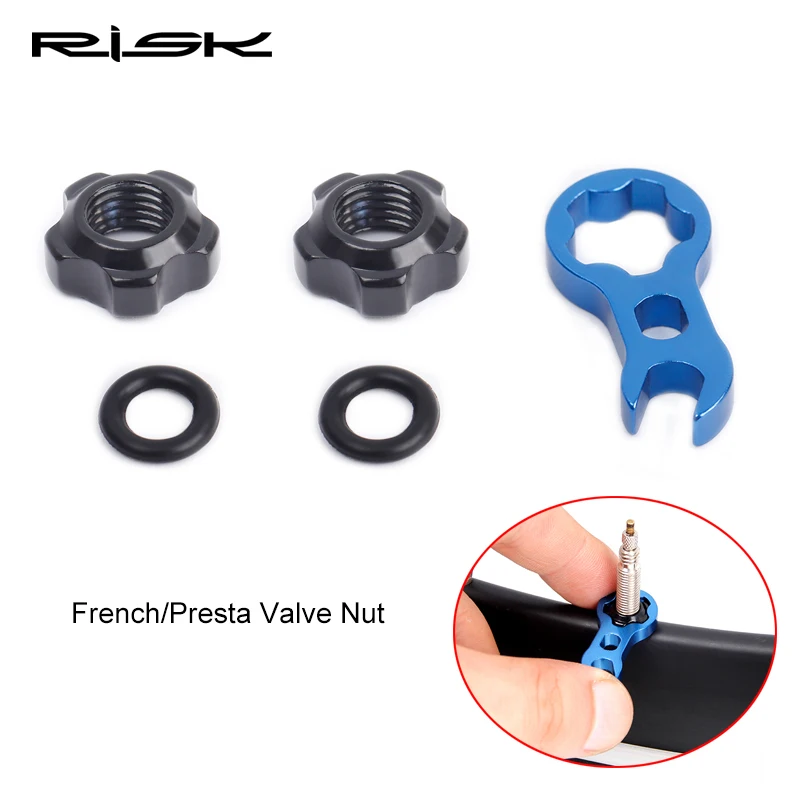 

2 Set RISK French Valve Nut MTB Road Fixed Gear Bike Inner Tire Presta Valve Aluminum alloy Gas nozzle Nut Cycling Accessories