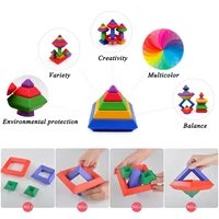 Kids Coloful Pyramid Diamond Stacking Blocks Toys Set Creative 3D Building Blocks Stacking Game Montessori Toy Gift For Children 2