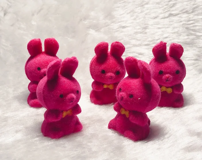 20pcs/lot Lovely Cute Velvet Pink Bunny Toys Girls Toys Rabbit Birthday Gift Home Decoration Key Chains For Bags - Цвет: Бургундия