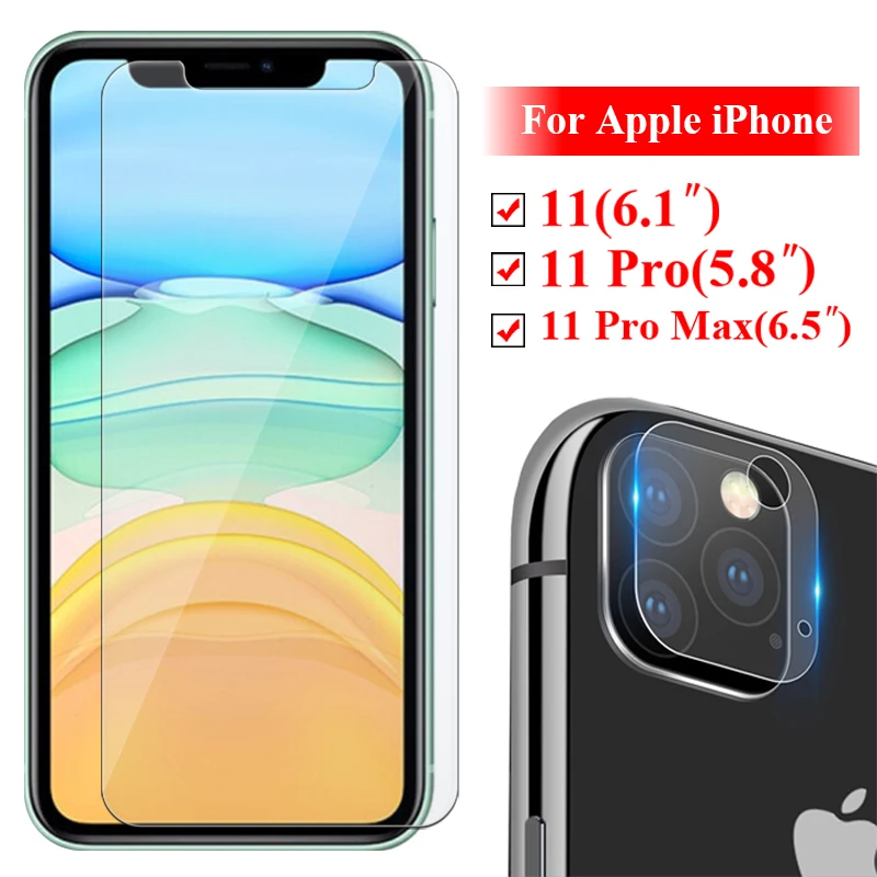 2 в 1 закаленное стекло для Apple iPhone 11 Pro Max объектив камеры i Phone Aphone iPhone11 11Pro Защитная стеклянная защита экрана