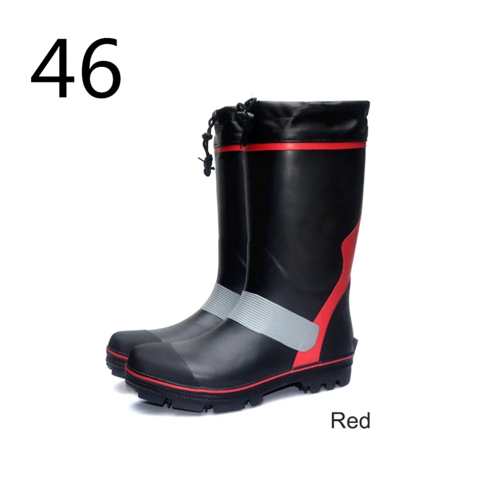 Мужские непромокаемые сапоги для рыбалки и дождя; зимние Нескользящие резиновые сапоги; резиновые сапоги для рыбалки; Стальная зимняя обувь - Цвет: Red 46
