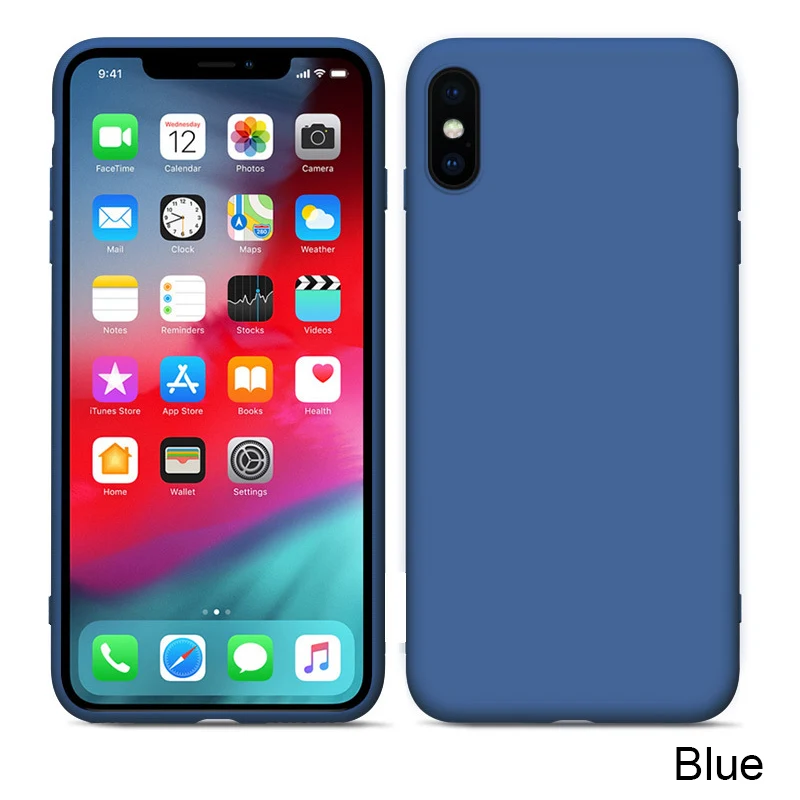 Силиконовый однотонный чехол для iPhone XS MAX XR X, карамельный цвет, чехол для телефона Apple, чехол s для iPhone 7, 6, 6 S, 8 Plus, мягкий чехол из ТПУ - Цвет: blue